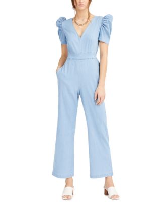 macy's blue jean jumpsuit