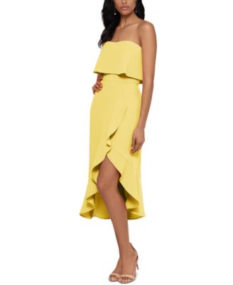 xscape crepe bustier ruffle dress