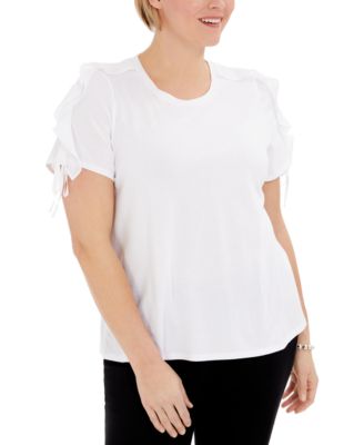 plus size tops with ruffle sleeves