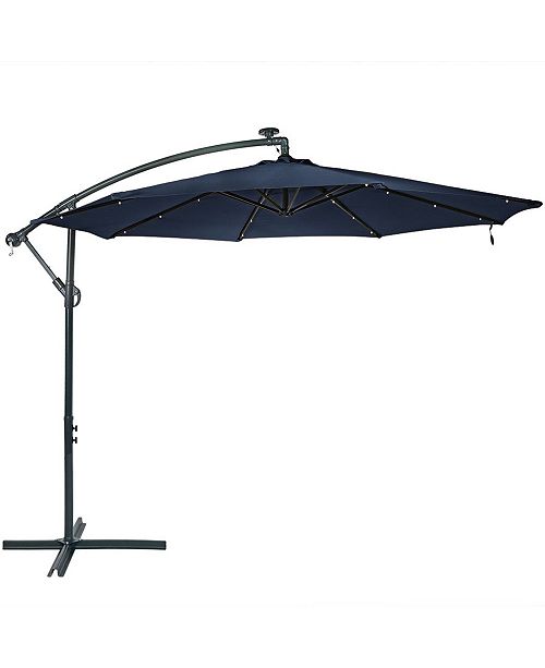 Sunnydaze Decor 10 Offset Cantilever Solar Patio Umbrella With Led Lights Crank And Cross Base Reviews Furniture Macy S