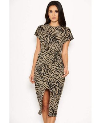 ax paris wrap front animal print dress