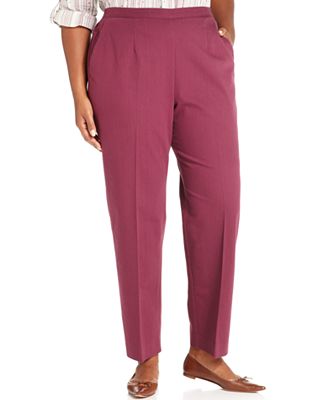 Alfred Dunner Plus Size Pants, Pull-On Straight-Leg - Pants & Capris ...