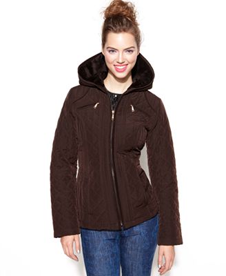 Laundry by Design Petite Coat, Hooded Diamond-Quilted Puffer - Coats ...