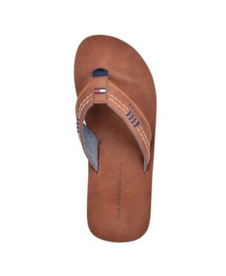 tommy hilfiger men's leather flip flops