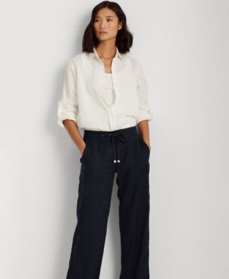 macys womens white linen pants