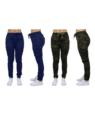 Galaxy By Harvic Women's Cotton Stretch Twill Cargo Joggers, Pack of 2 & Reviews - Women - Macy's