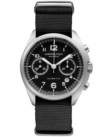 Hamilton Watch, Men's Swiss Automatic Chronograph Khaki Pilot Pioneer ...