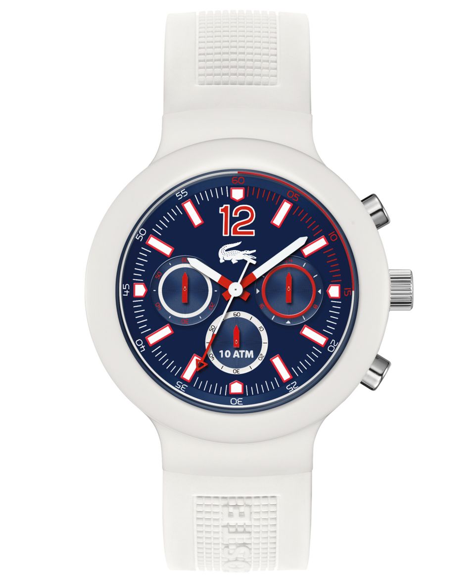 Lacoste LVE Watch, Mens Chronograph Borneo White Silicone Strap 44mm 2010653   Watches   Jewelry & Watches