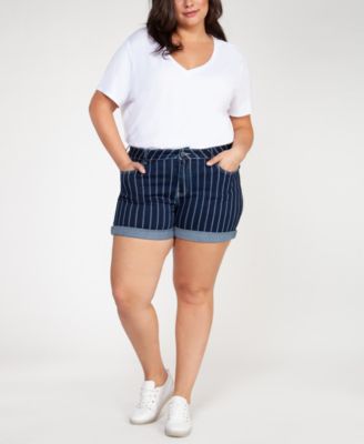 black plus size denim shorts