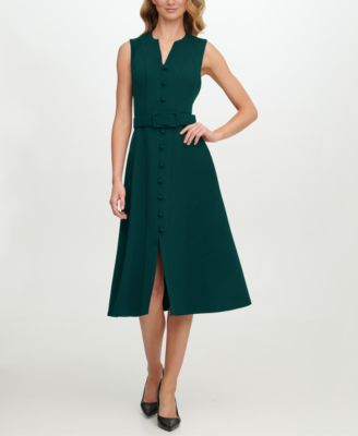 calvin klein button front midi dress