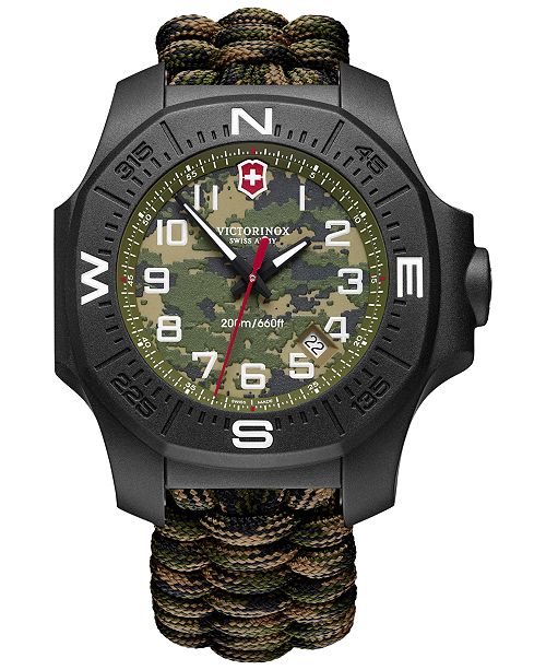 Victorinox Swiss Army Men S I N O X Carbon Limited Edition Green Camouflage Paracord Strap Watch 43mm Gift Set Reviews All Fine Jewelry Jewelry Watches Macy S