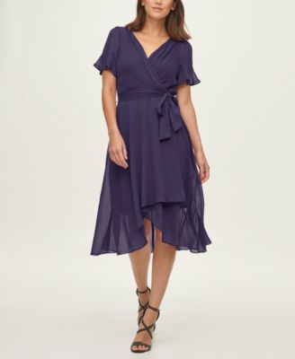 flutter sleeve chiffon dress