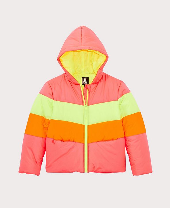 S Rothschild & CO Big Girls Neon Colorblock Puffer Coat