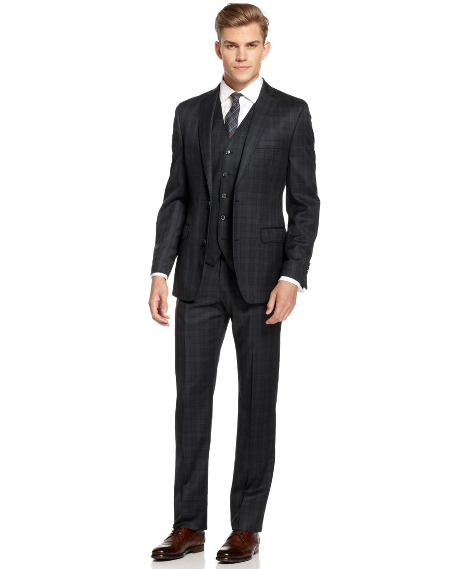 Alfani RED Suit Separate, Navy Solid Slim Fit   Suits & Suit Separates   Men