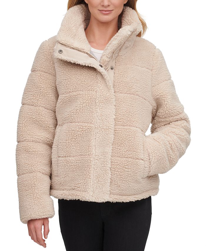 Calvin Klein Faux-Sherpa Teddy Puffer Coat & Reviews - Coats - Women ...
