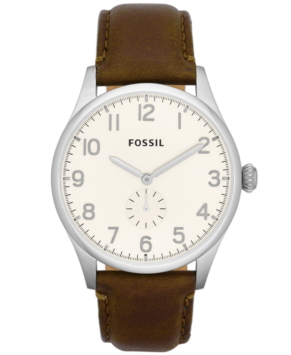 Fossil Mens Agent Brown Leather Strap Watch 42mm FS4851   Watches   Jewelry & Watches