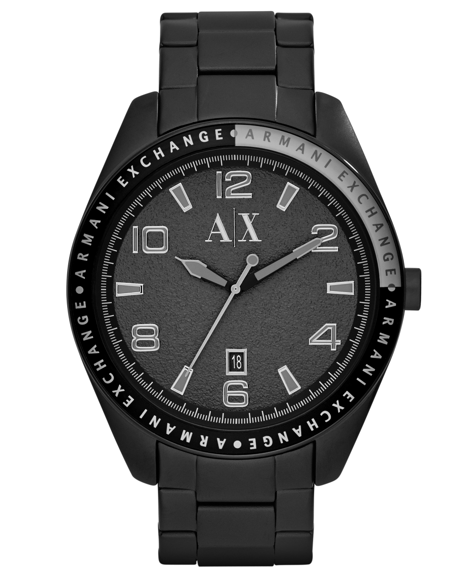 AX Armani Exchange Watch, Mens Black Ion Plated Stainless Steel Bracelet 47mm AX1304   Watches   Jewelry & Watches