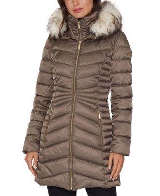 laundry puffer coat with faux fur hood