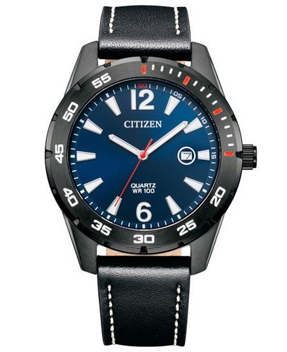 citizen men's leather strap watch