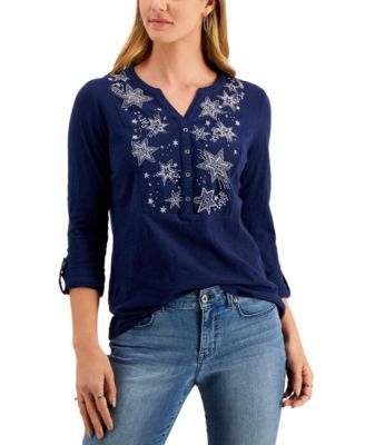 style & co embroidered top