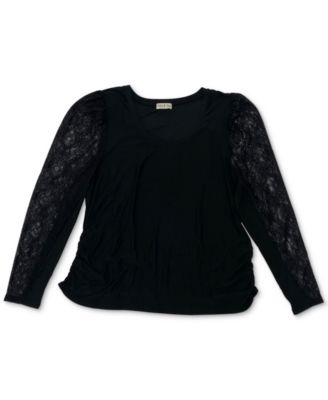 plus size lace sleeve top