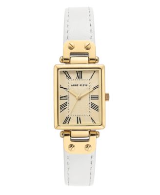 Часы Anne Klein с золотым и белым кожаным ремешком диаметром 21,5 мм