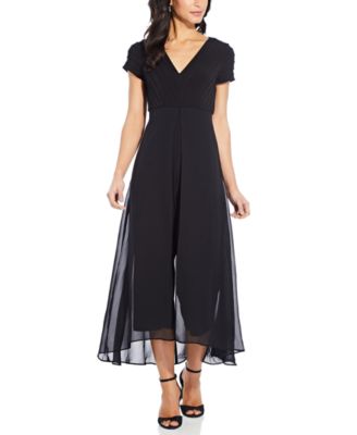 adrianna papell chiffon overlay dress