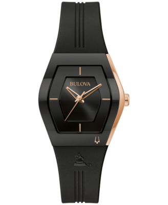 Женские часы Bulova Latin Grammy с черным силиконовым ремешком 30,5 мм