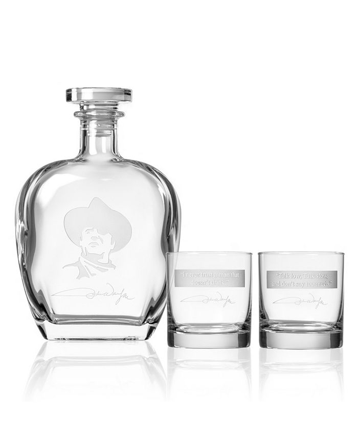 Rolf Glass John Wayne Quotes Series 1 3 Piece Gift Set Whiskey Decanter And Rocks Glasses Reviews Bar Wine Dining Macy S