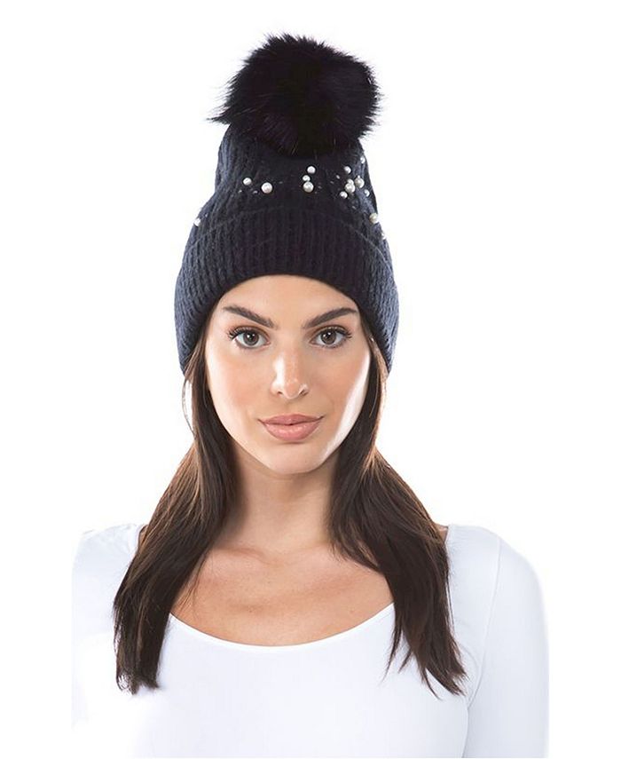 Marcus Adler Women S Pearl Faux Fur Pom Hat Reviews Women Macy S
