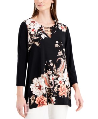 macy's petite tunic tops