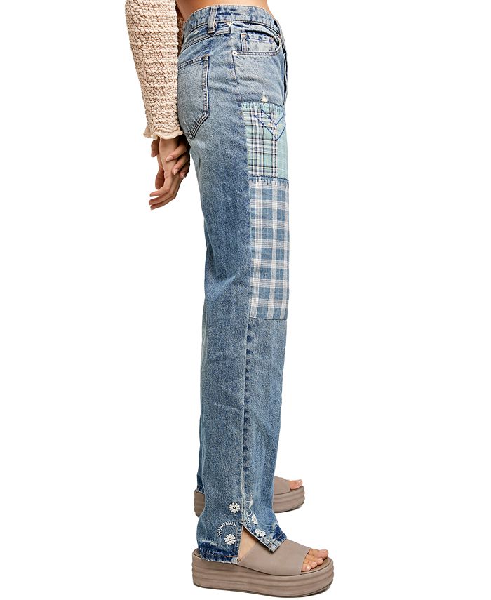 Free People Steinbeck Patched StraightLeg Jeans & Reviews