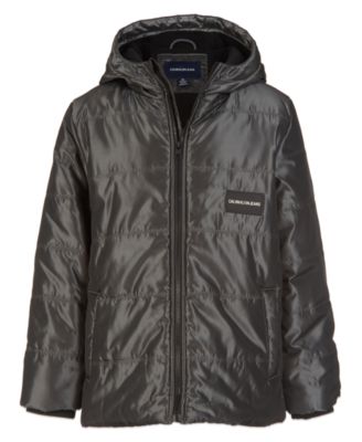calvin klein big boys hooded bubble jacket