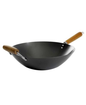 Hammond 14" Flat Bottom Carbon Steel Wok with Wooden Handles