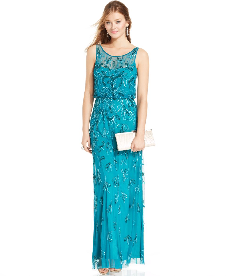 Adrianna Papell Embellished Floral Blouson Gown   Dresses   Women