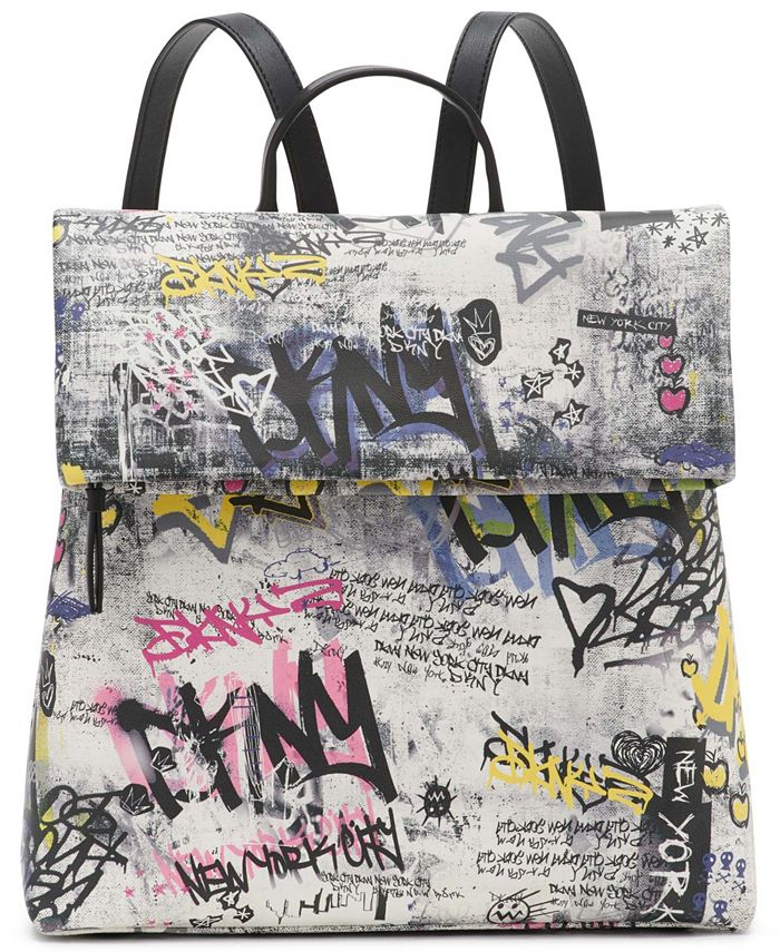 DKNY Tilly Graffiti Foldover Backpack & Reviews - Handbags ...