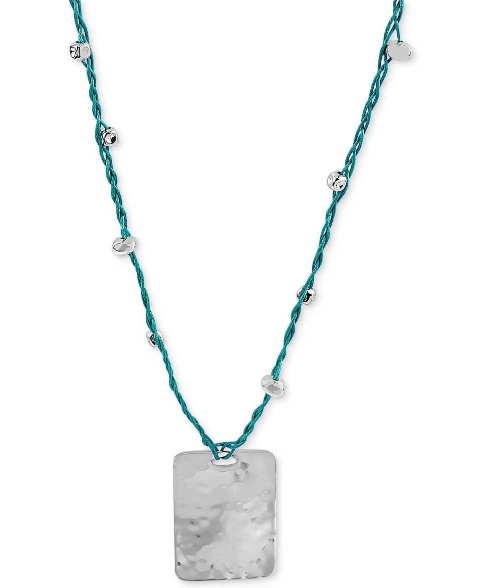 Robert Lee Morris Silver Tone Turquoise Cord and Square Pendant