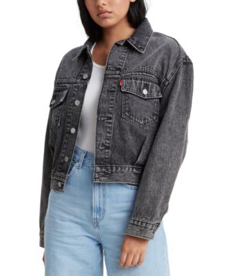 cotton oversized utility denim trucker jacket