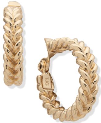Anne Klein Gold-Tone Medium Braided Clip-On Hoop Earrings