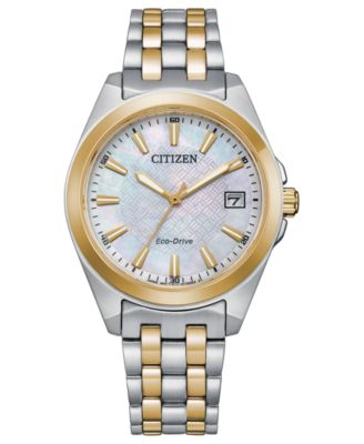 Женские часы-браслет Citizen Eco-Drive Corso с двухцветным браслетом из нержавеющей стали, 33 мм