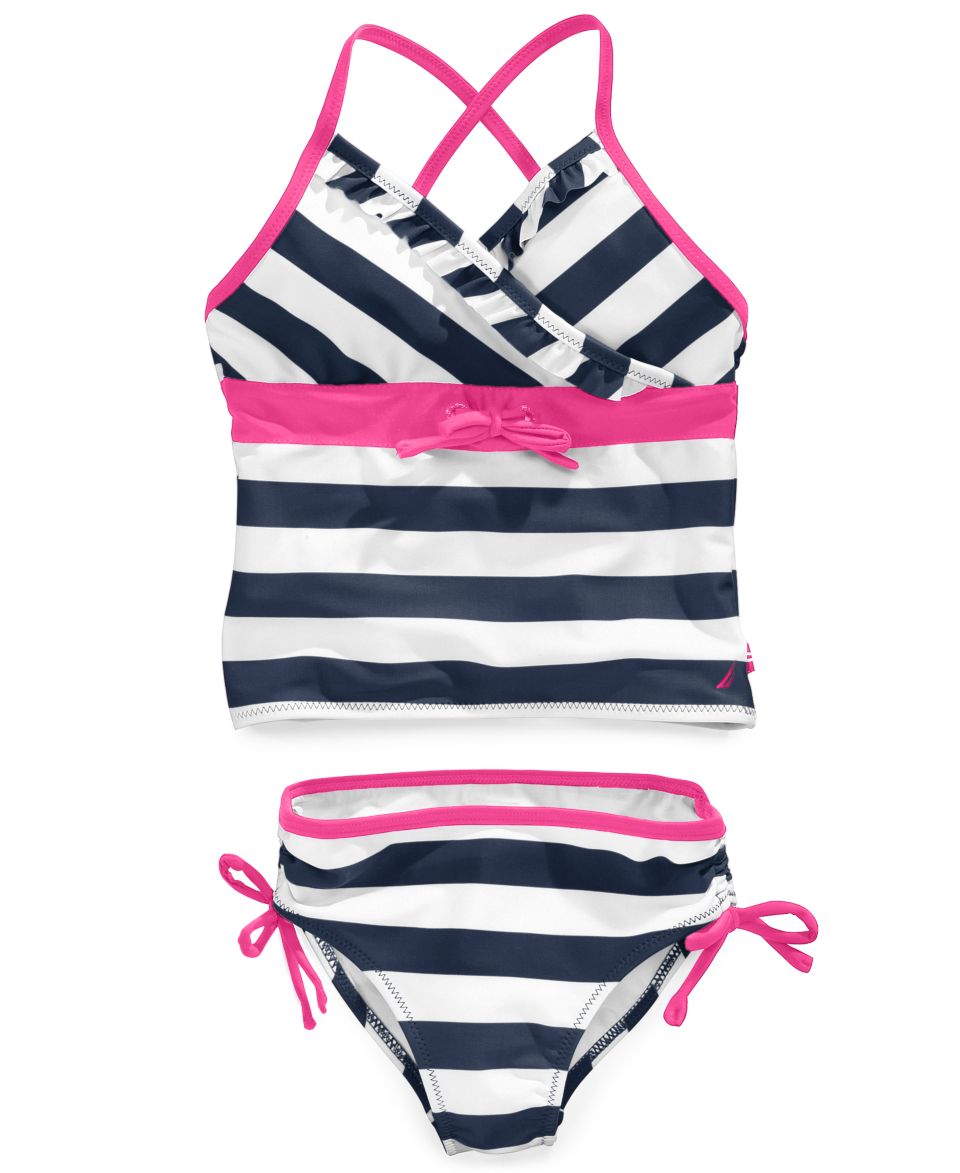 Nautica Girls 2 Piece Striped Tankini Bathing Suit