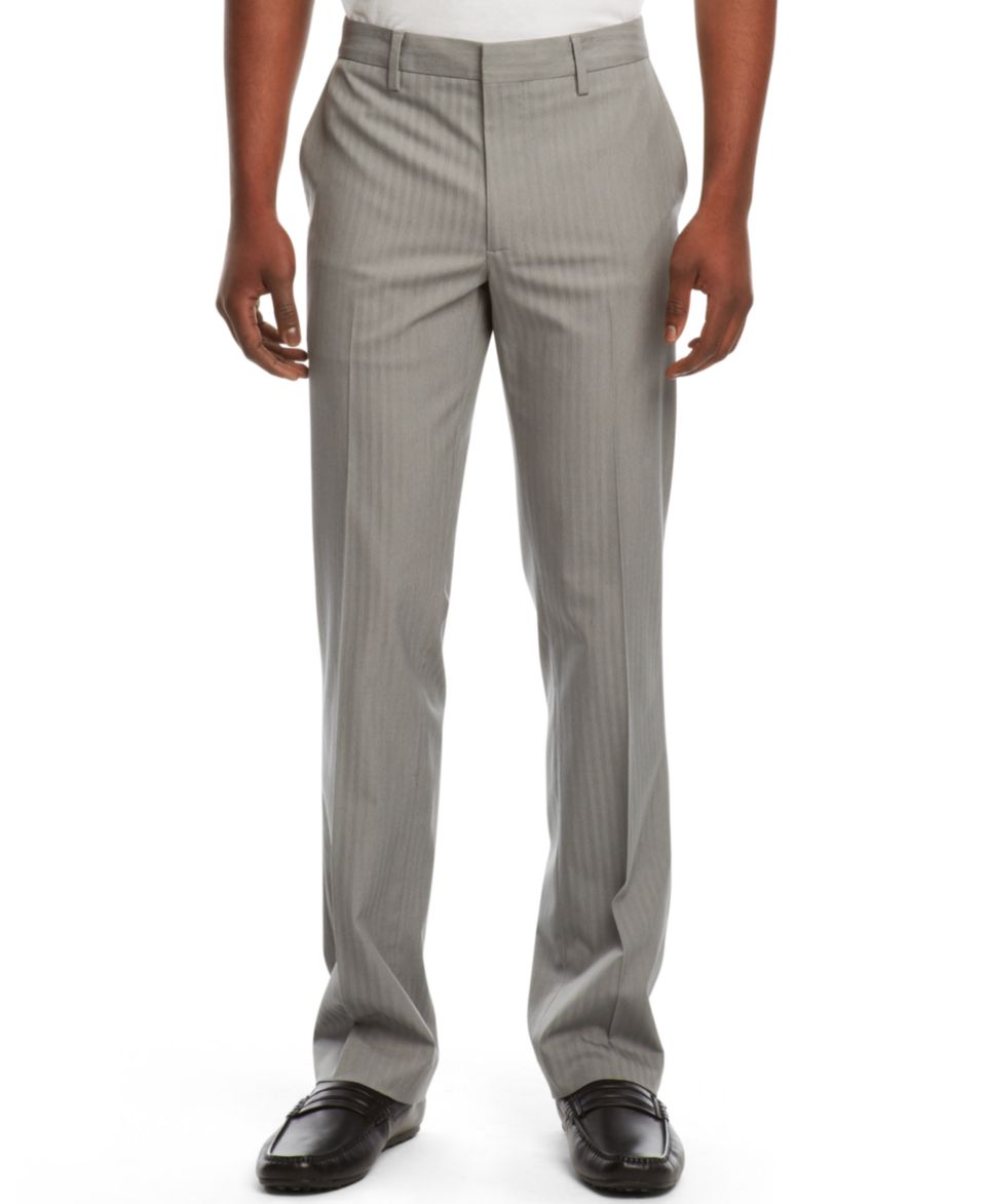 Kenneth Cole Reaction Flat Front Striped Dress Pants   Pants   Men