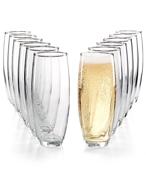 Martha Stewart Collection 12 Pc Stemless Flutes Set Created For Macy S Reviews Glassware Drinkware Dining Macy S
