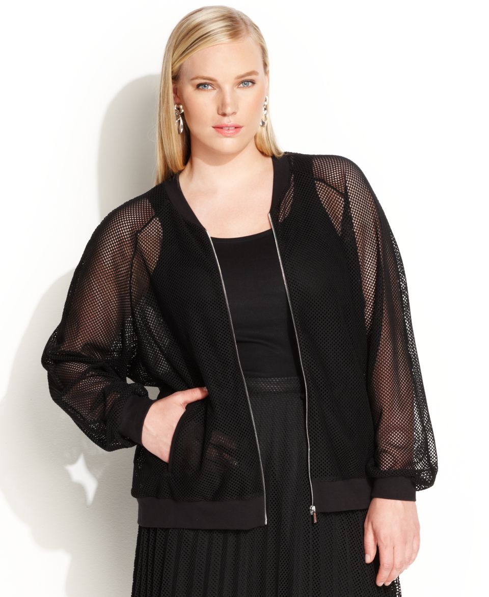 Calvin Klein Plus Size Printed Zip Front Bomber Jacket