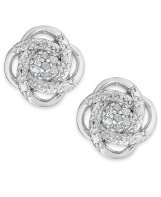 diamond love knot stud earrings