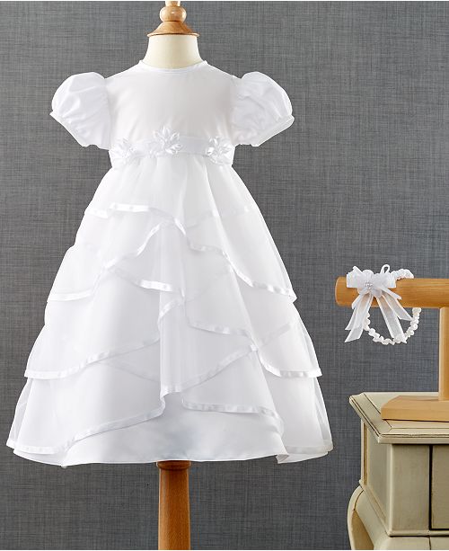 Lauren Madison Baby Girls Headband Crisscross Christening Dress Set Reviews All Girls Dresses Kids Macy S