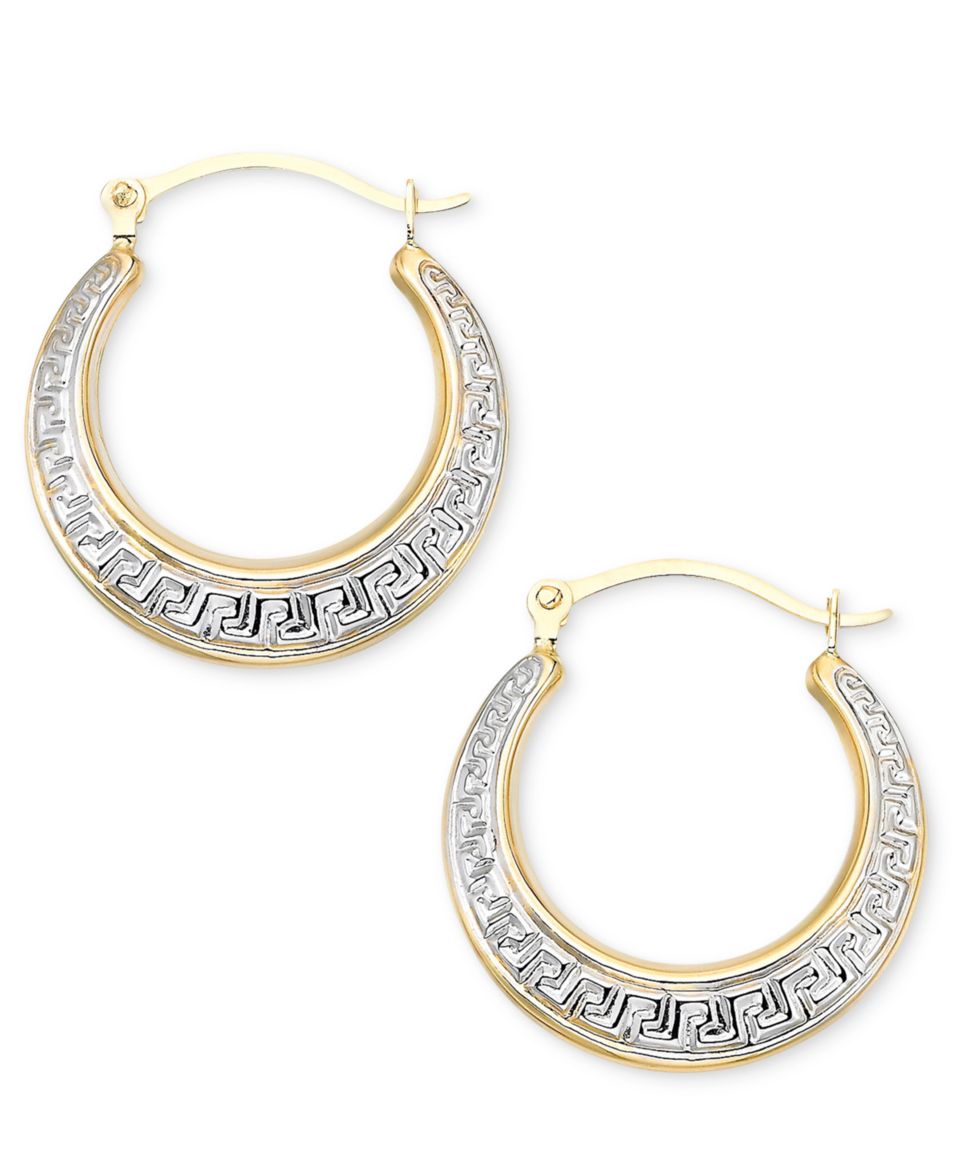 14k Two Tone Gold Oval Hoop Earrings   Earrings   Jewelry & Watches