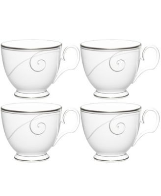 Набор Noritake Platinum Wave из 4 чашек по 7 унций.