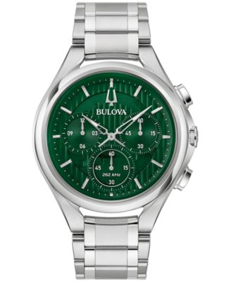 Мужские часы Bulova с хронографом и изогнутым браслетом из нержавеющей стали 44 мм