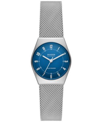 Женские часы Skagen Grenen Lille с тремя стрелками на солнечных батареях, серебристые, из нержавеющей стали, 26 мм